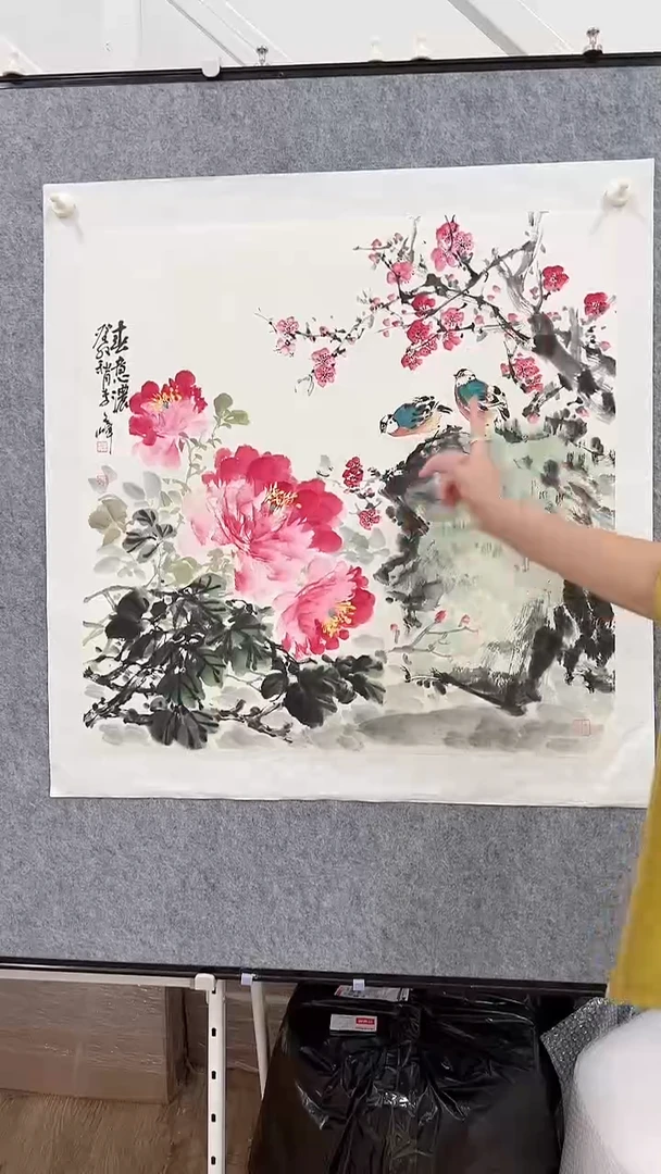 国画李文峰4尺斗方写意花鸟