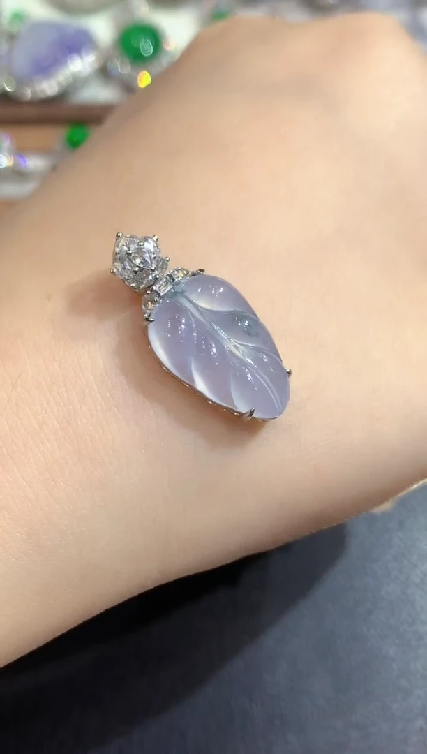 吊坠(不含链)18K金镶嵌翡翠36-吊坠