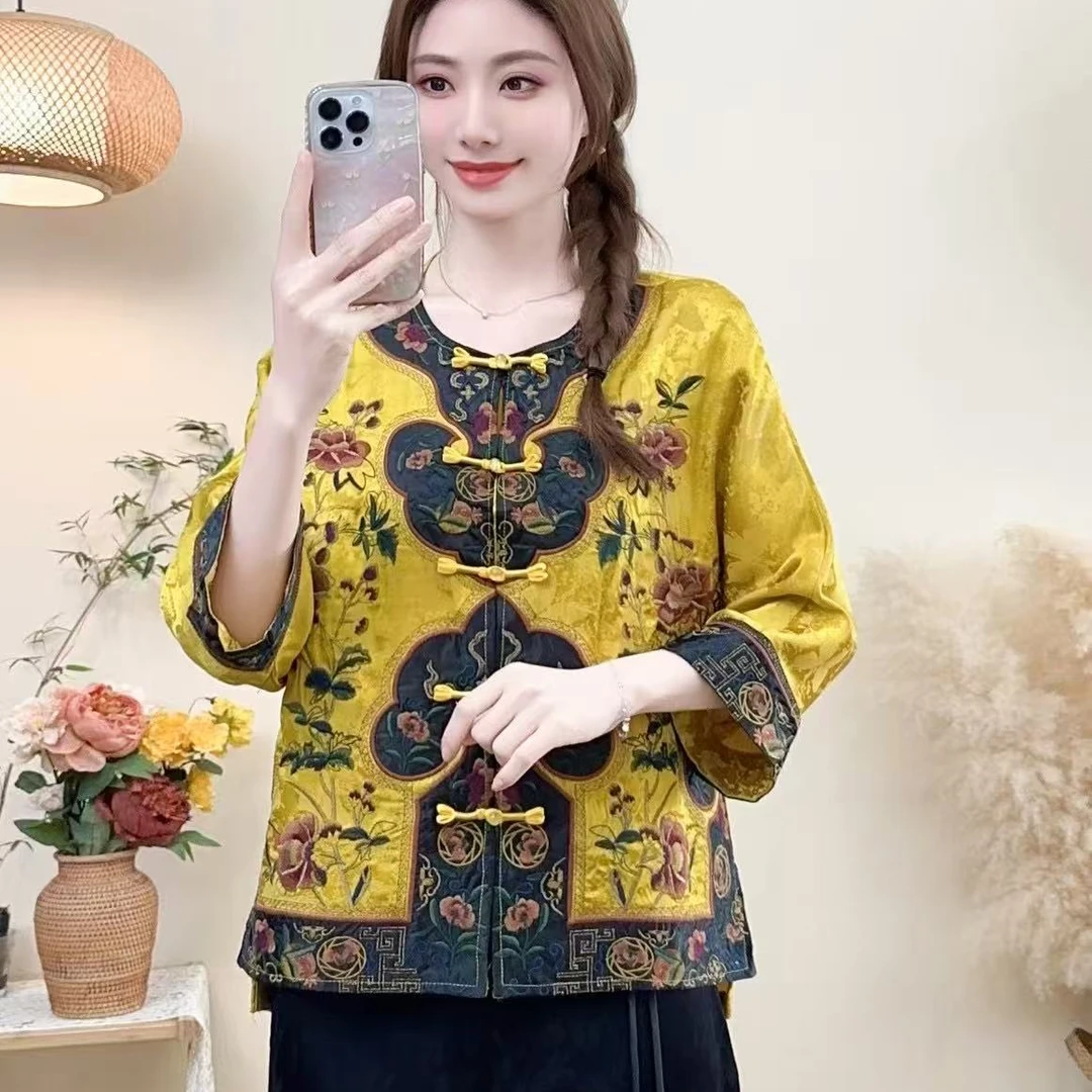 （富贵年华-外套）新品国风新中式重工刺绣文艺百搭上衣太太服外套