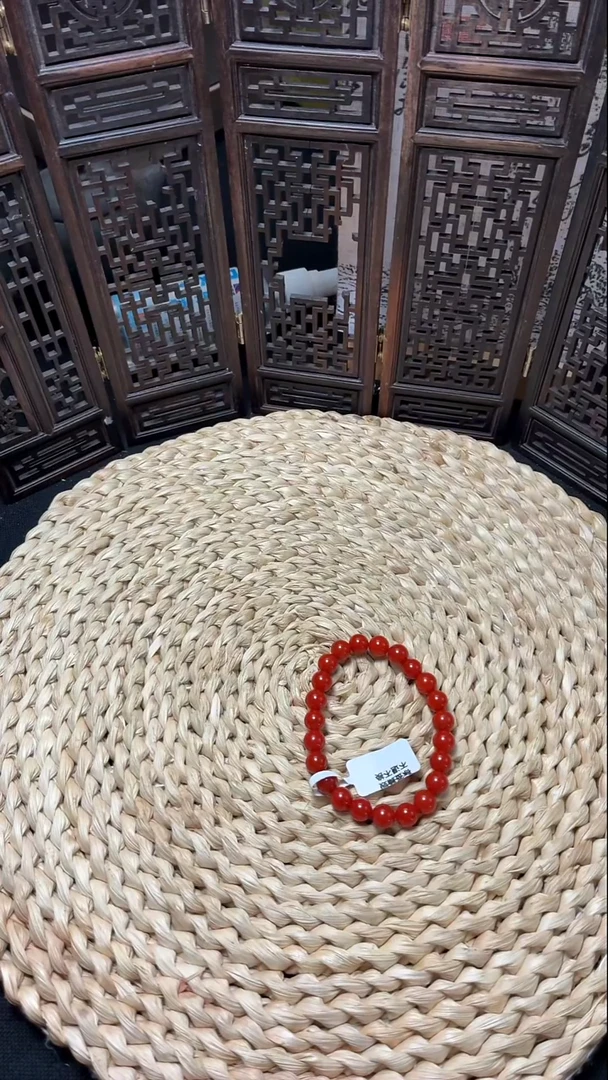 未镶嵌手串南红玛瑙愚**山官坡锦红手串8mm