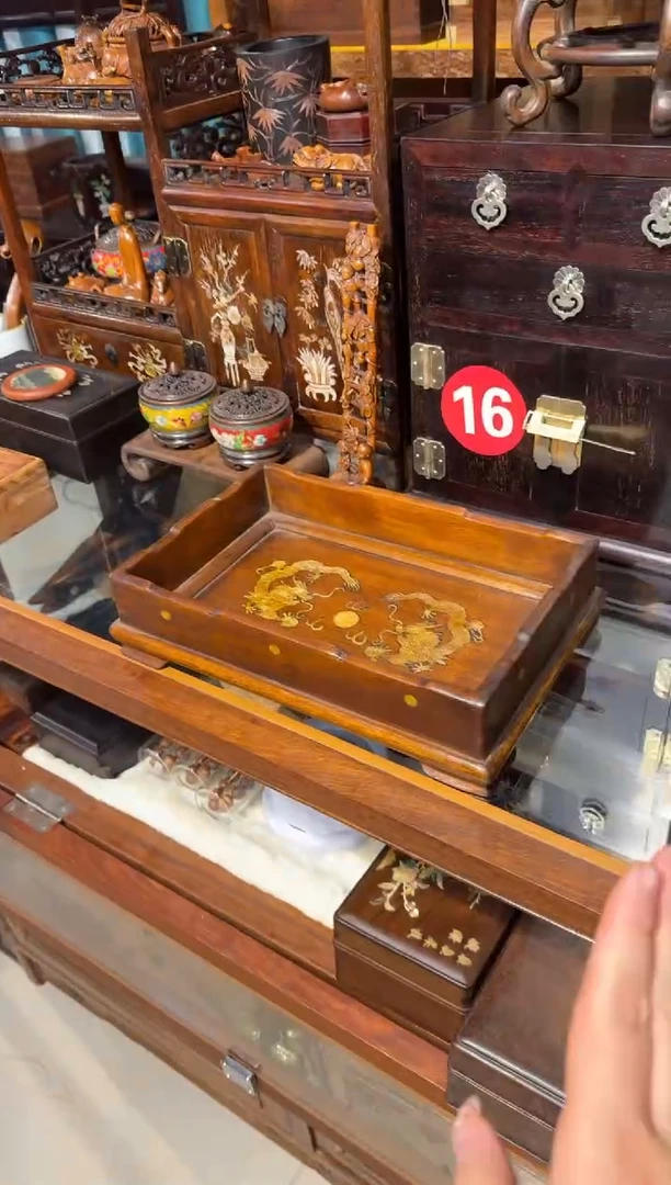 木木头款双龙戏珠围栏茶盘158.888888