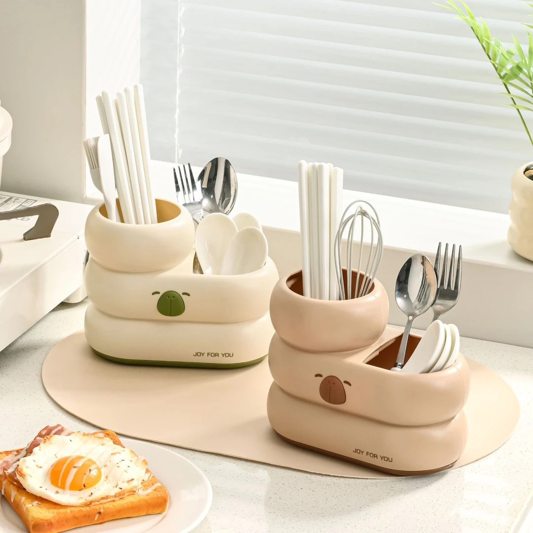 小熊筷子筒新款筷子免打孔置物架筷篓厨房多功能勺子收纳篮筷子笼