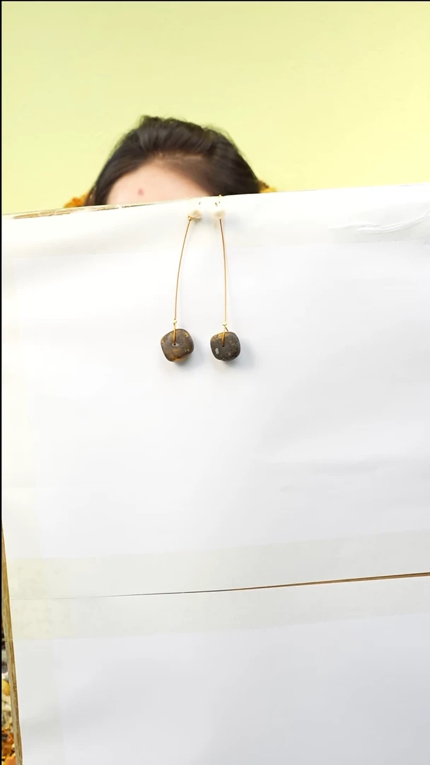 【闪购商品】琥珀耳饰未镶嵌多样性发一