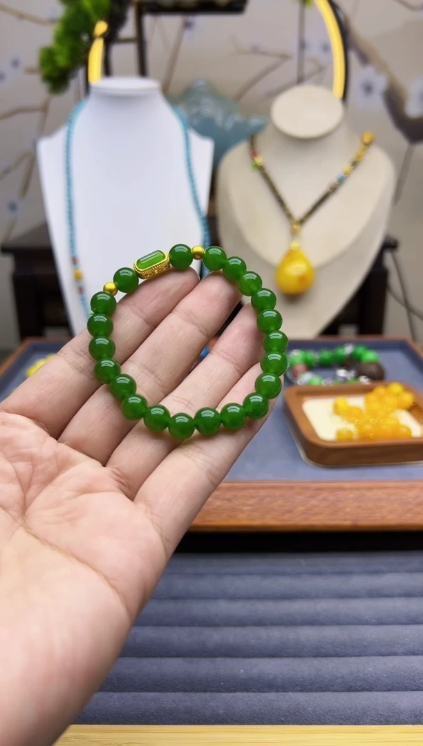【闪购商品】和田玉（糖玉）手链14K金镶嵌s93``````````