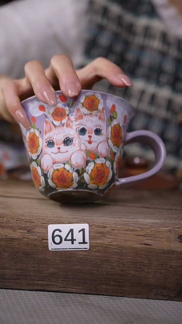 【闪购商品】瓷片油画风·彩绘·设计师石一款 咖啡杯