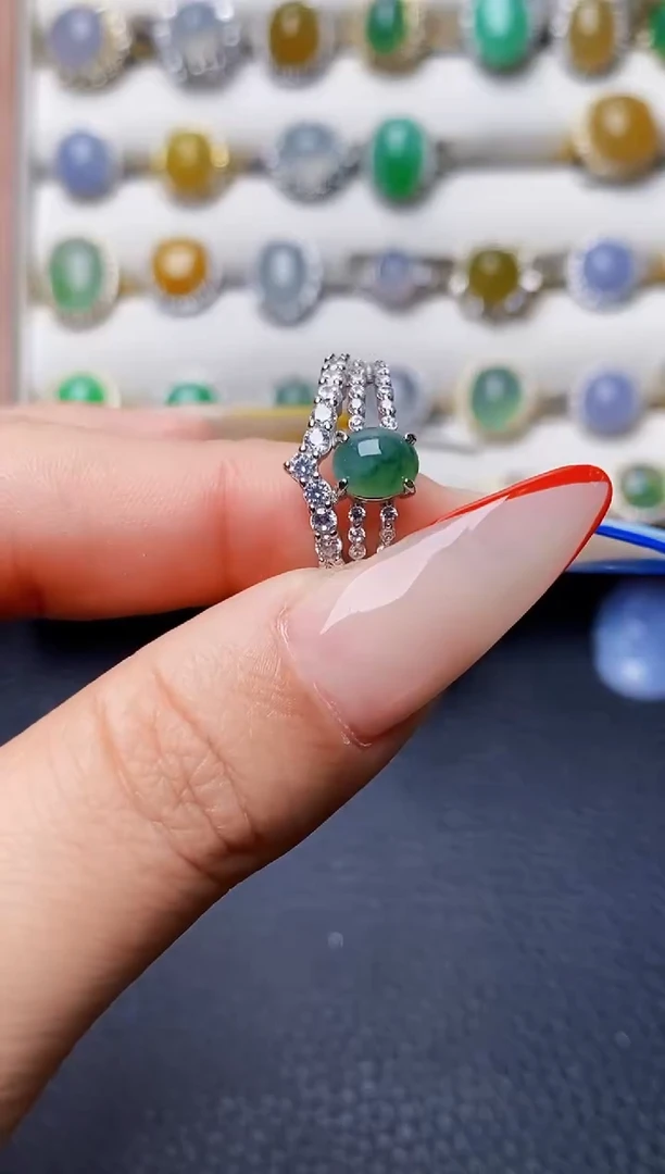 银S925镶嵌戒指翡翠4356