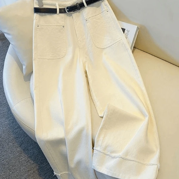 2025高腰纯色直筒牛仔裤女夏季小个子休闲裤显瘦加长爆款阔腿裤子