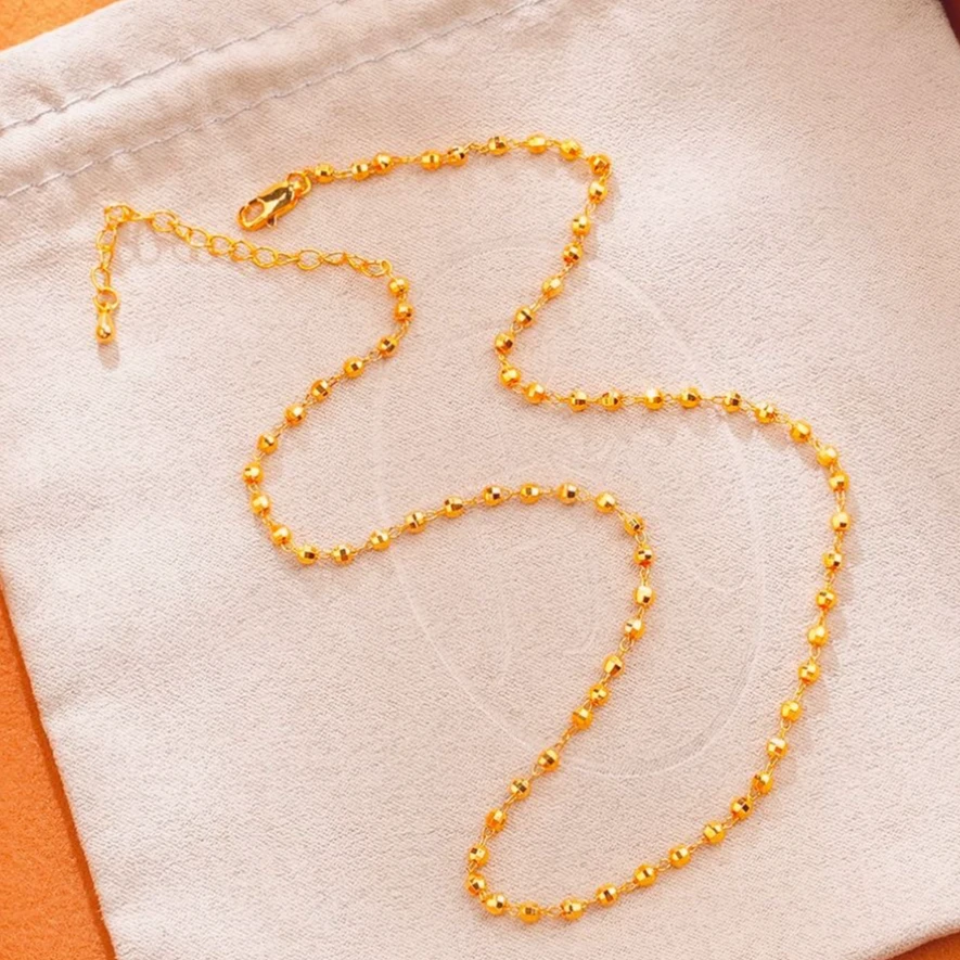 铜合金项链 金色实心珠质感满满项链M扣