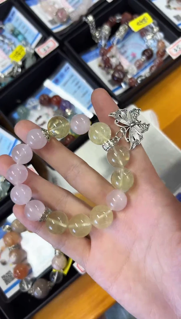 水晶手串未镶嵌粉水黄水手串