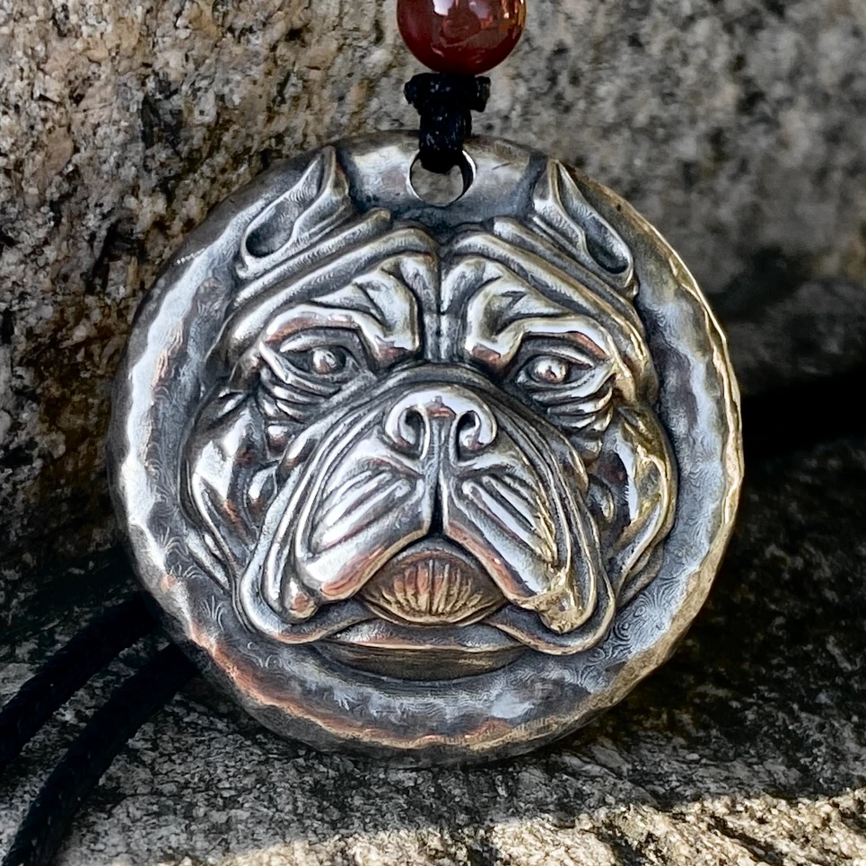 吊坠925银 狗牌复古双面个性雕刻霸气做旧素款仿古纯手工十二生肖