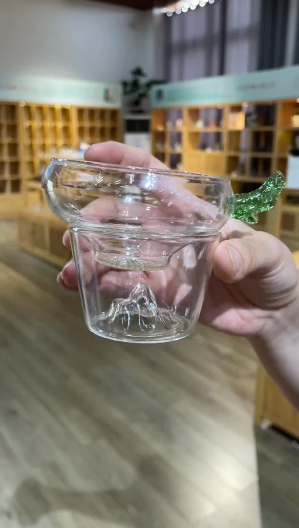 玻璃手工艺品九河观山乔木茶漏绿