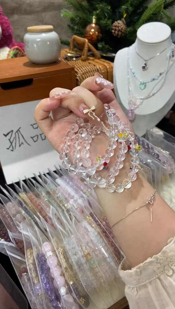 水晶手串未镶嵌孤品捡漏均匀瑕疵介意勿拍