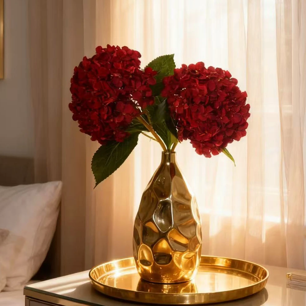 红色绣球 双色绣球 圆满绣球 餐桌花 年宵花 客厅电视柜 仿真花