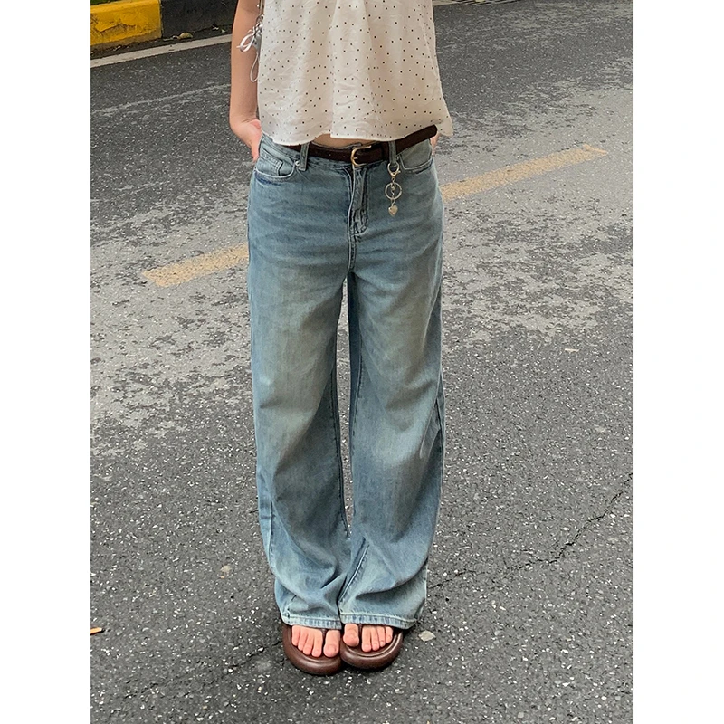 【秋秋清仓】夏季薄款显瘦百搭微喇复古蓝色牛仔裤24079#
