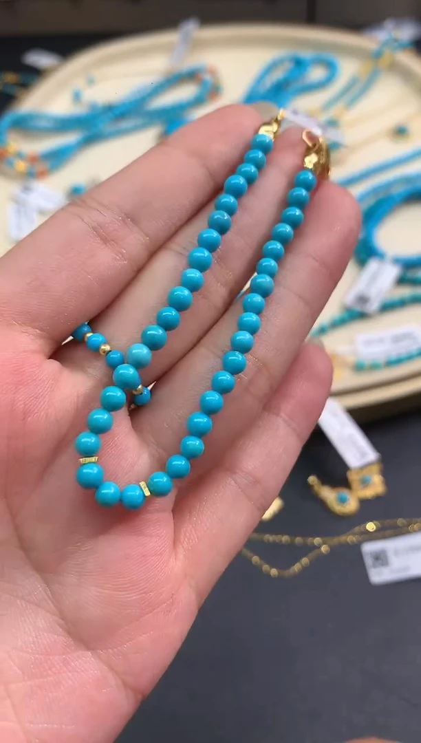 银S925镶嵌绿松石手链E481|1580