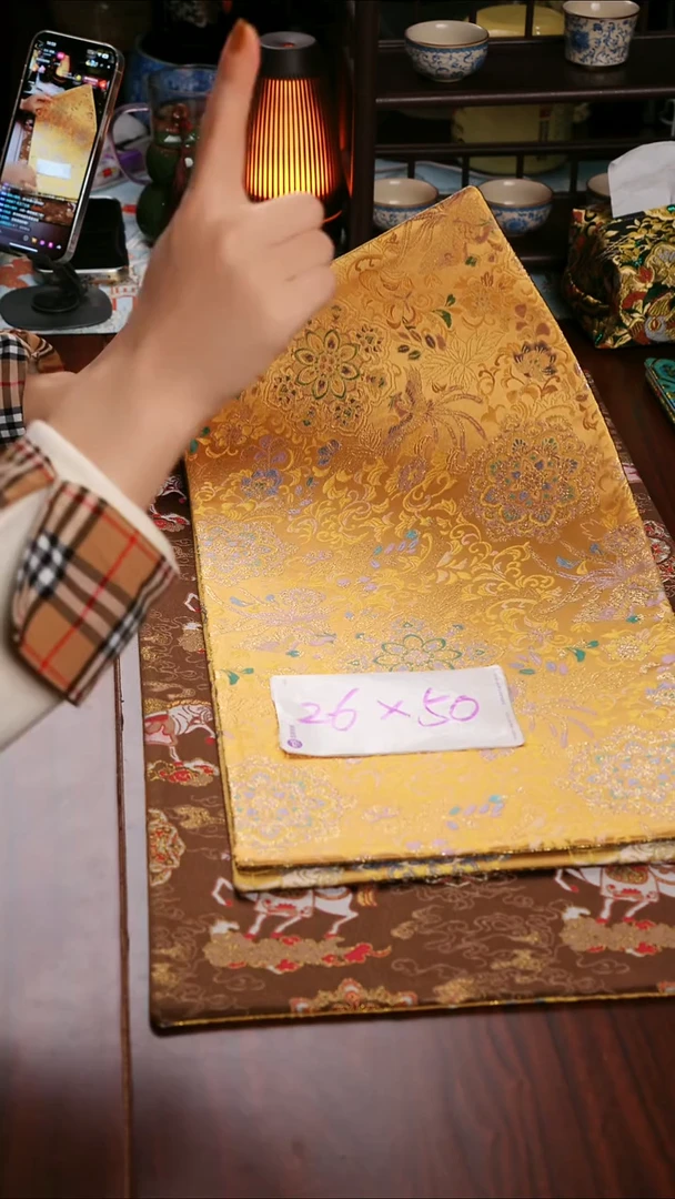 【双凤宝相花双面】中国风干泡织锦茶席26*50