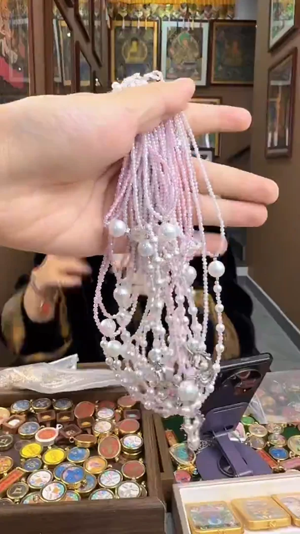 吊坠珍珠唐卡链-热贡纯手绘唐卡