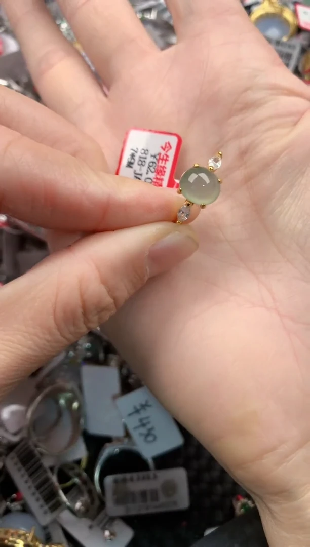 银S925镶嵌戒指翡翠8888        6