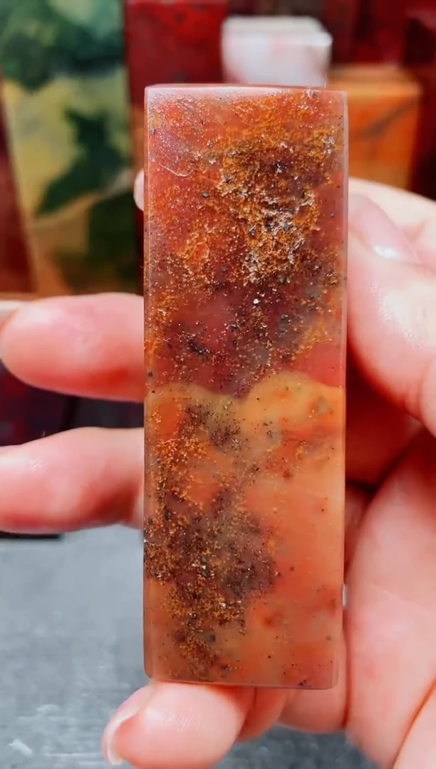 玉桂林鸡血玉素章1