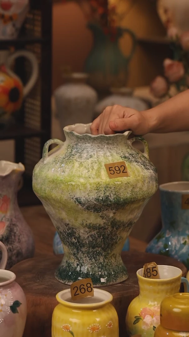 陶瓷592景德镇设计师手作花器摆件侘寂风