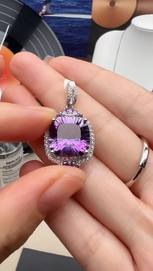 吊坠(不含链)银S925镶嵌紫晶52