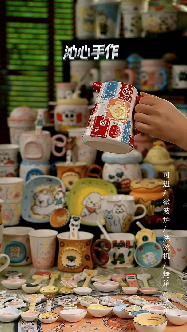 陶瓷无盖款小壶景德镇沁心高温釉下彩纯手绘创意瓷