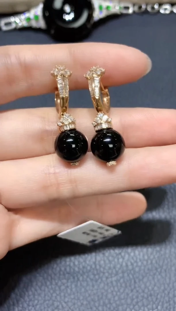 18K金镶嵌翡翠耳饰S53