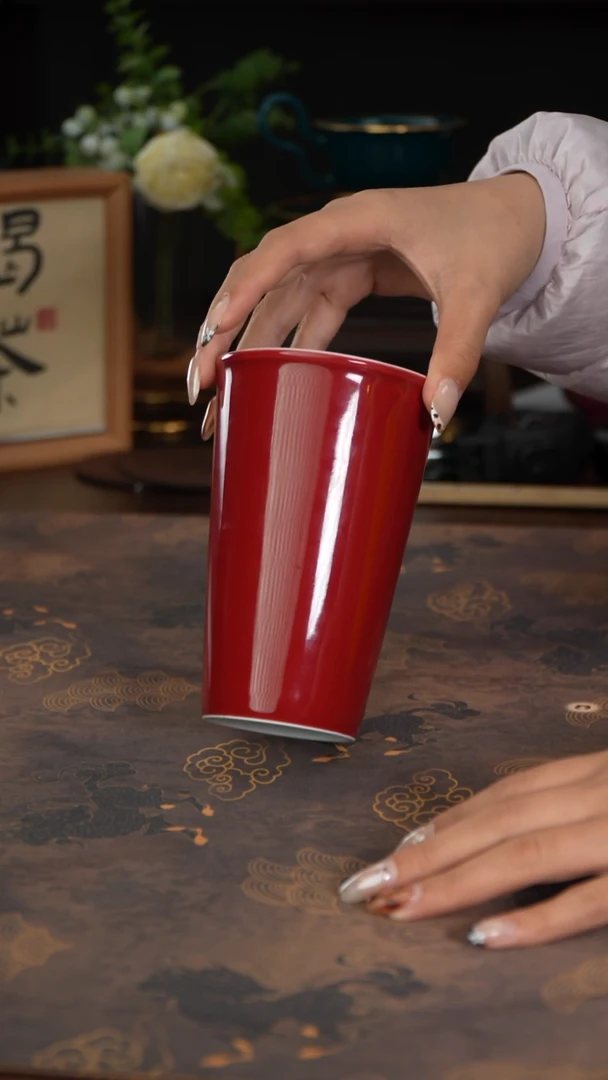江壶见陶瓷宣德红可乐杯