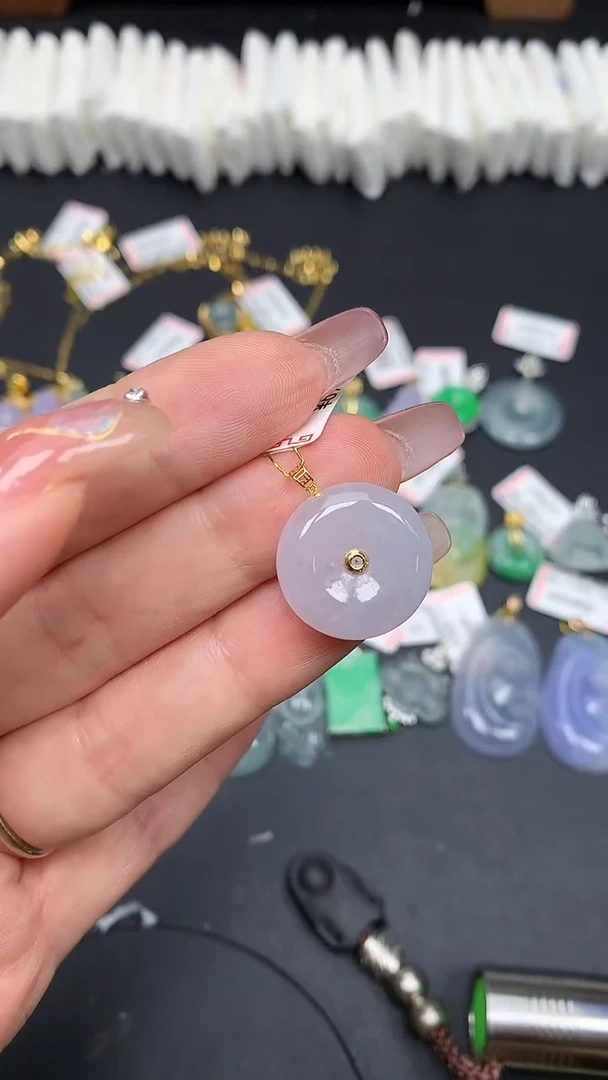 翡翠18K金镶嵌吊坠(不含链)MS194147