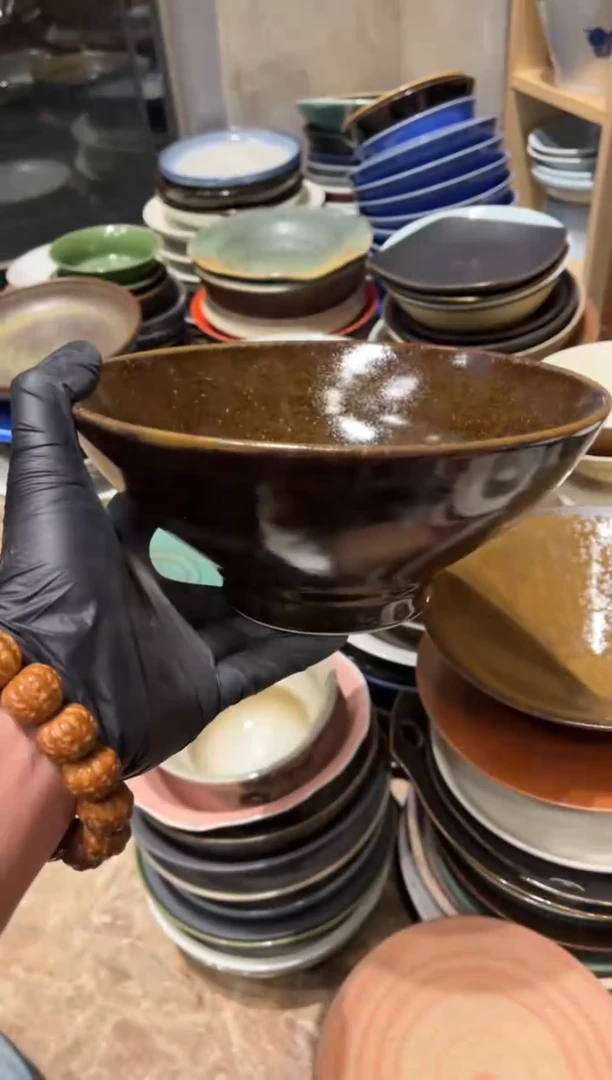 【闪购商品】瓷片全量 8寸松木釉幸福大碗