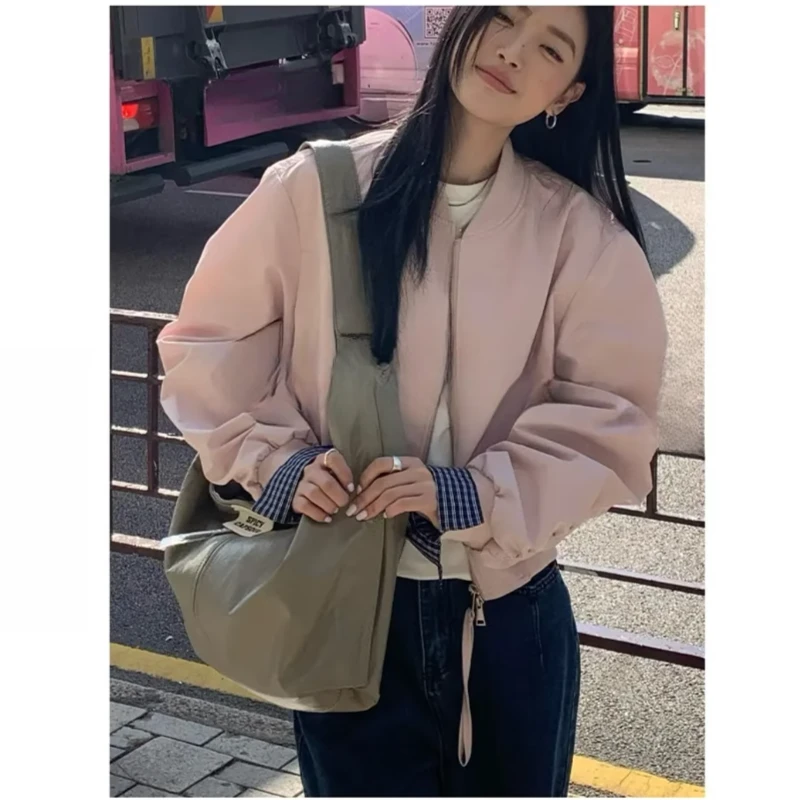 韩版ins风短款棒球服外套女2025秋季新款小个子拼接短款夹克上衣