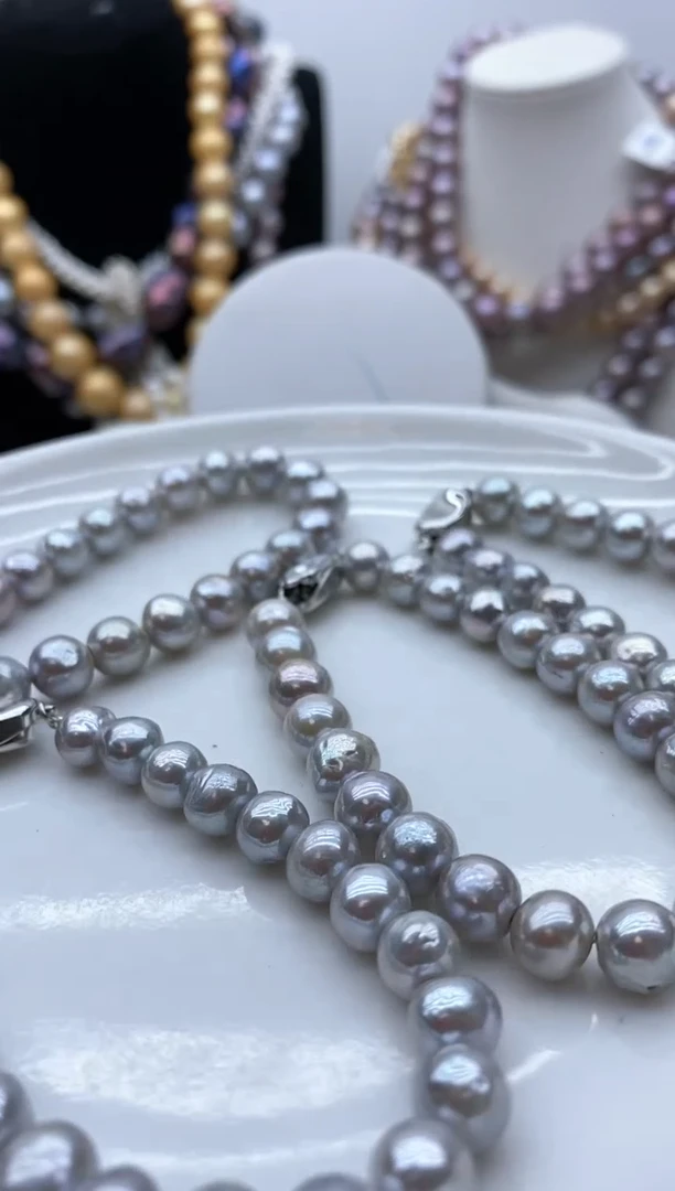 【闪购商品】淡水珍珠颈饰钛钢34