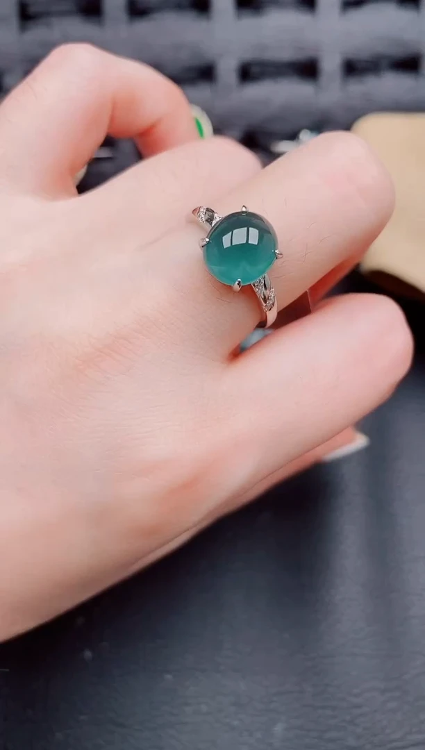 【闪购商品】翡翠戒指银S925镶嵌天然a货翡翠902