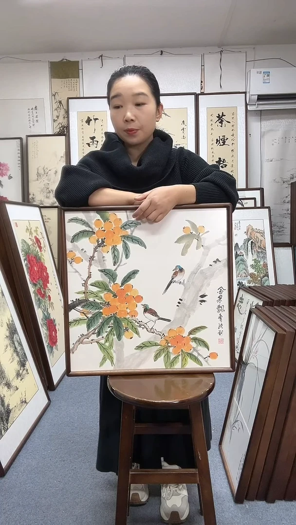 国画尺寸52*52实木画框京东包邮手绘