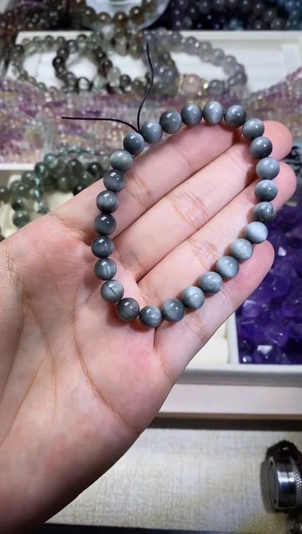 未镶嵌手串水晶鹰眼石