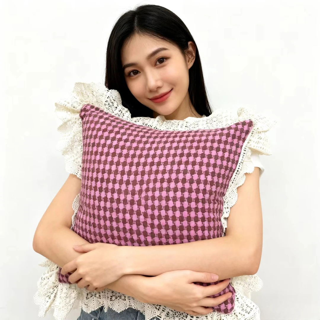 【不含枕芯1个装】卡罗拉-粉棕色公主风抱枕套50*50cm