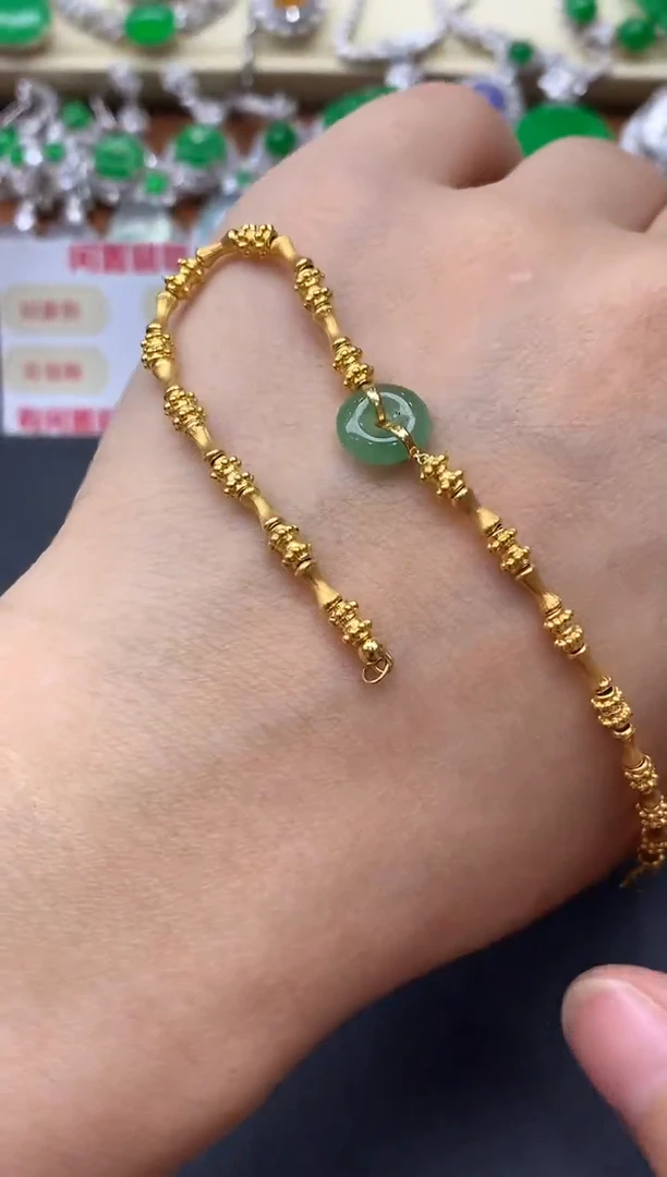 18K金镶嵌手链翡翠486-中国好珍宝