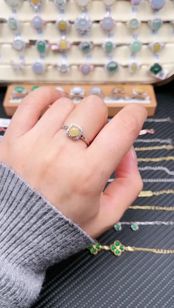 【闪购商品】翡翠戒指银S925镶嵌戒指0021