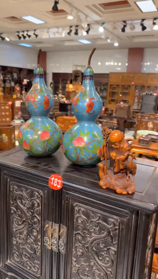 木木头款景泰蓝葫芦一对1980