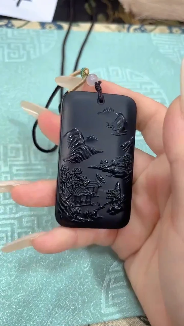 和田玉未镶嵌颈饰【晋博雅物】【玉器】山水牌001