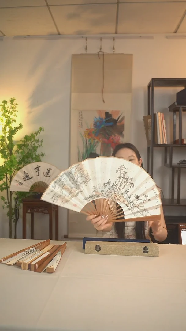 书法张老师 山水折扇十寸