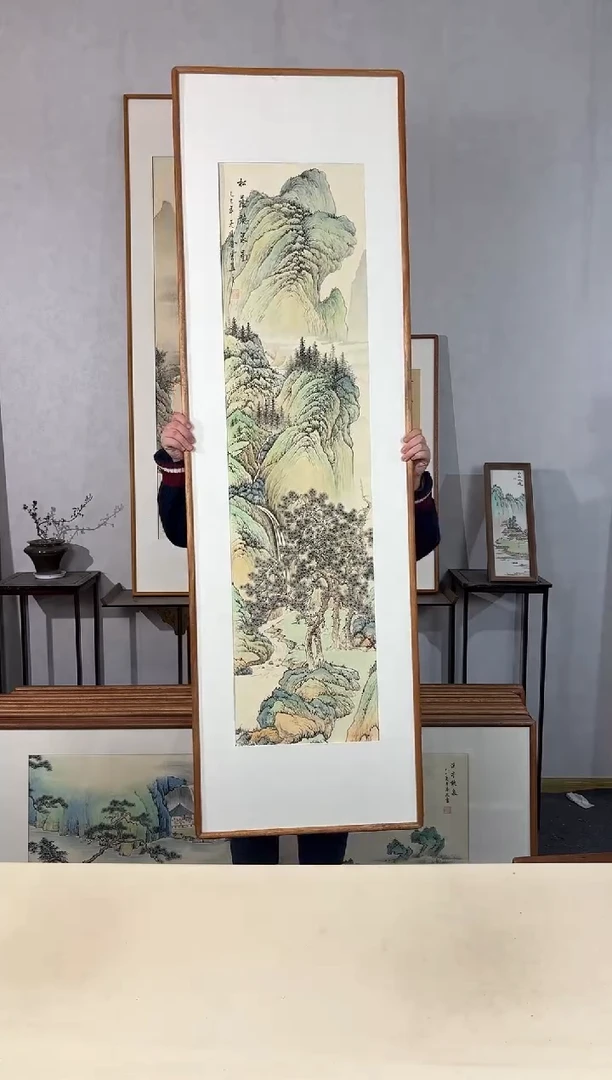 国画手绘*松荫听泉图*52*172cm