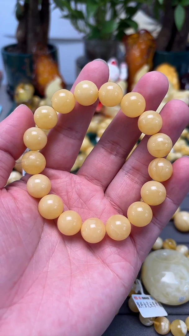 手串蜜蜡未镶嵌p47精品俄料白花蜜蜡单圈 19.71克 12+mm