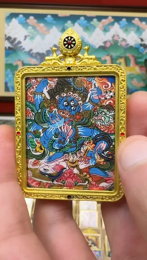 吊坠大黑-热贡纯手绘唐卡吊坠