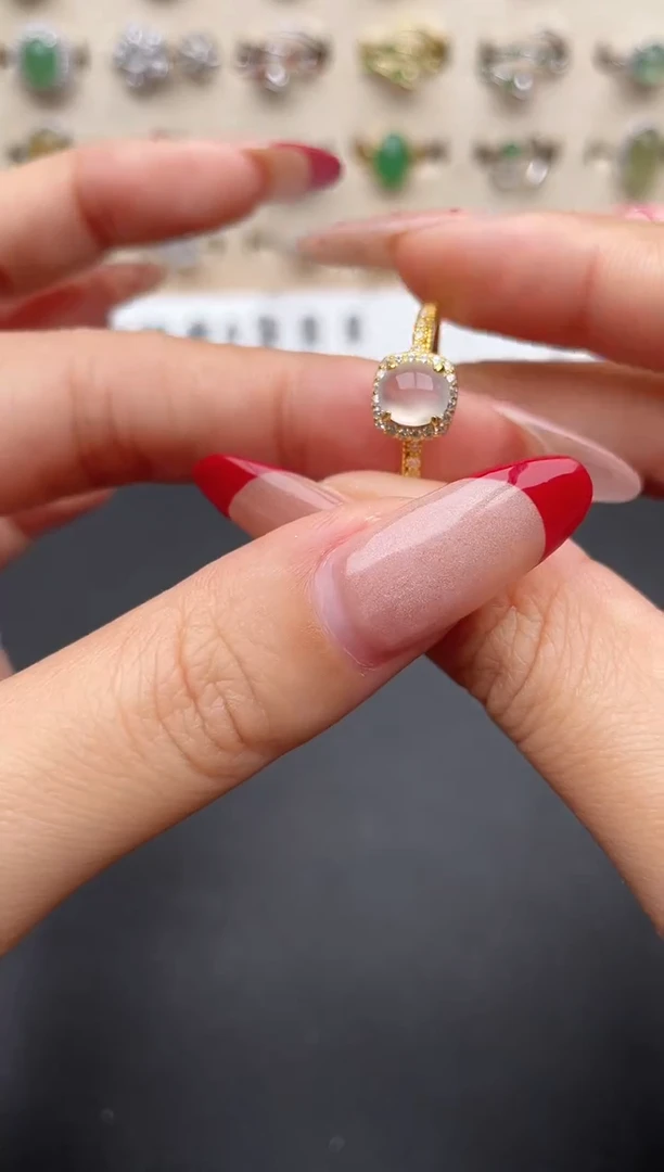 【闪购商品】翡翠戒指银S925镶嵌一物一证一礼盒