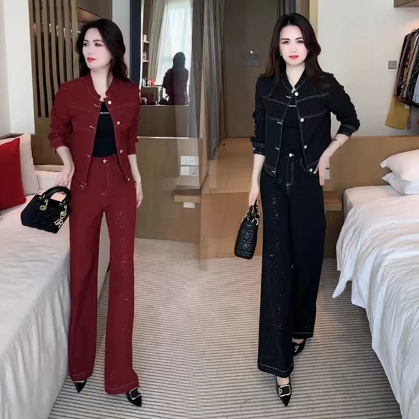 春秋新款时尚洋气穿搭气质女神范休闲显瘦减龄拼接套装JYFS1540