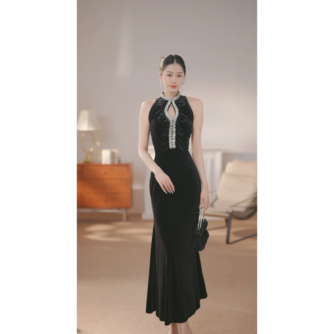 沛沛【夜穹星穹】新款轻奢小众高端鱼尾显瘦连衣裙高级感气质YA361