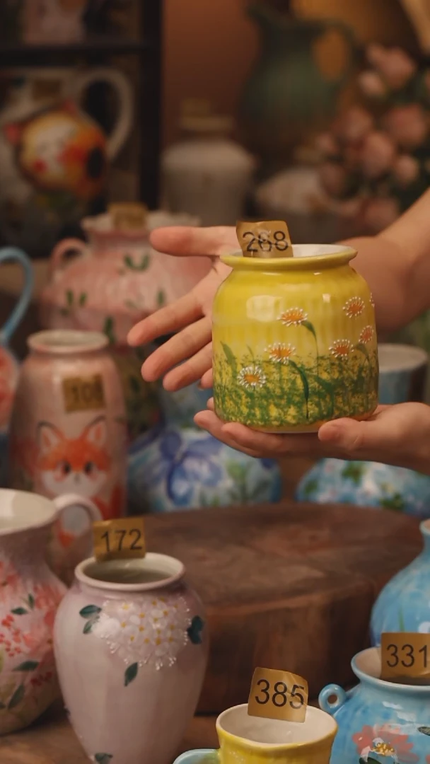 陶瓷268景德镇设计师手作花器摆件侘寂风