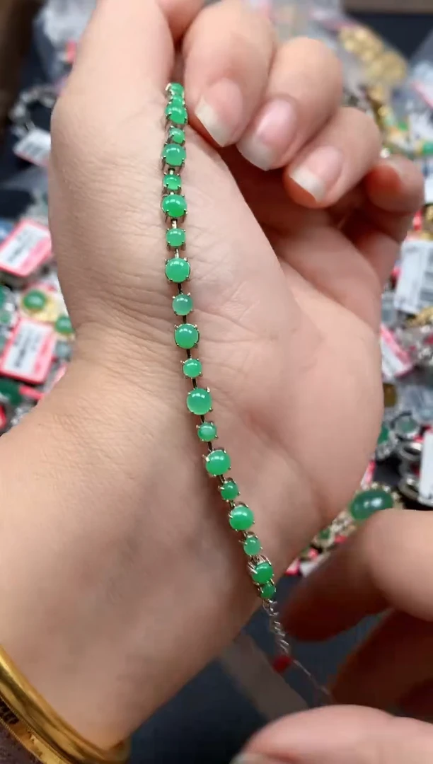 银S925镶嵌戒指翡翠天然A货缅甸翡翠