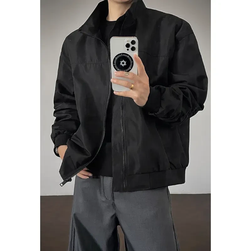 秋季男士立领百搭美式飞行夹克工装外套痞帅棒球服硬汉风教练外套